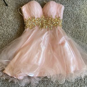Light pink dress with silver and gold beading